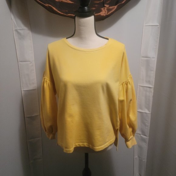 a.n.a. brand medium size yellow top, with long bishop sleeves. - Picture 1 of 3